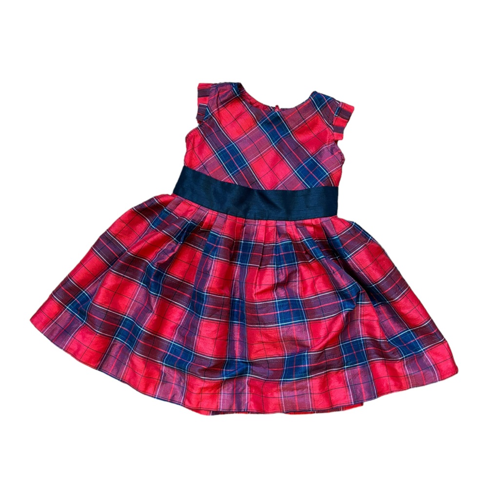 Hope & Henry red plaid girls taffeta party dress size 2t